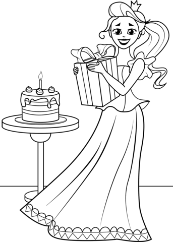 Happy Birthday Princess Coloring Page